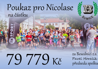 Výtěžek Šumického běhu – Nicolas díky vám získal 79 779 Kč