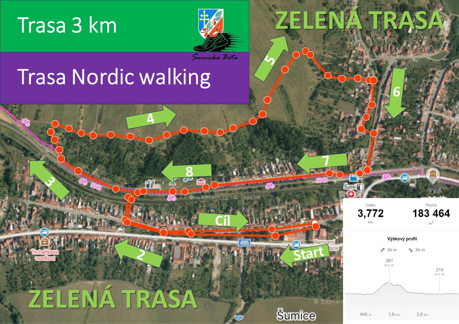 Trasa 3 Km a Nordic walking