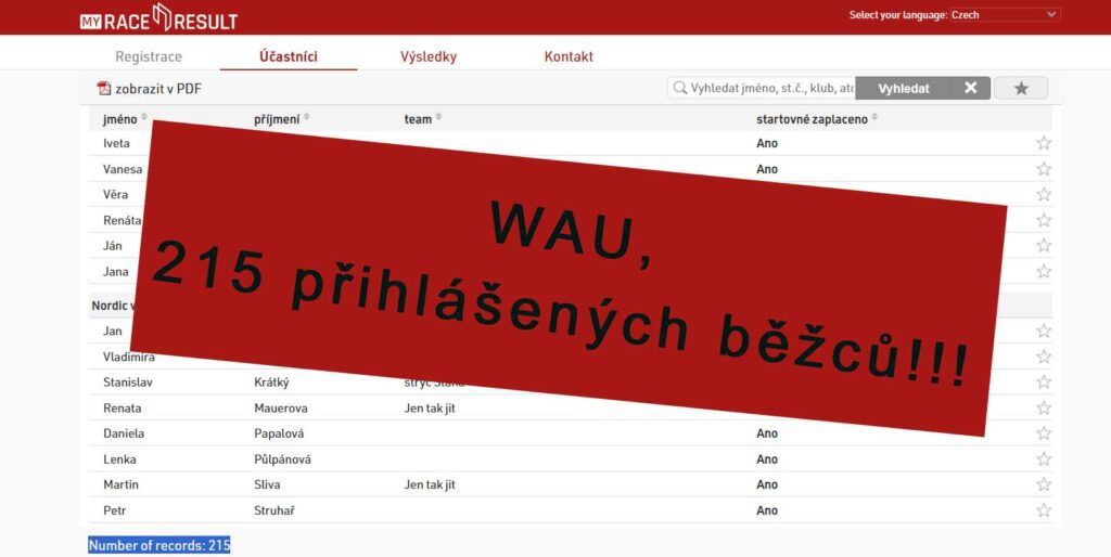 Šumická bota 2025 má už 215 běžců! Nestihli jste online? Registrace na místě: pá 19:30–21:30, so 11:00–13:00, ZŠ Šumice, 400 Kč.